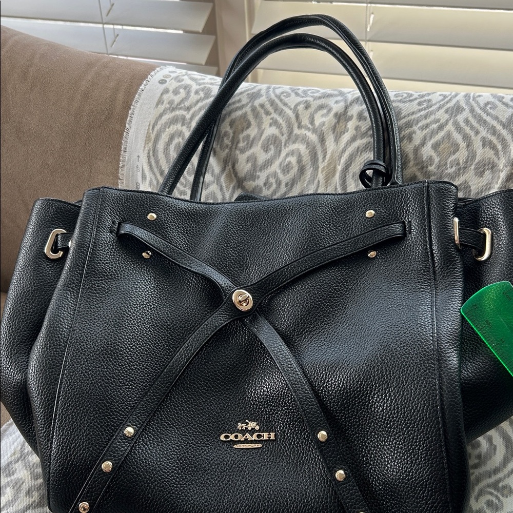 Coach Black Pebbled Leather Tote - Picture 11 of 12